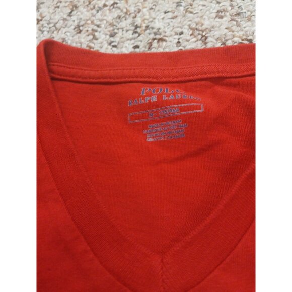POLO RALPH LAUREN DESIGNER V-NECK TEE T SHIRT Mens Medium  Red - Picture 3 of 7
